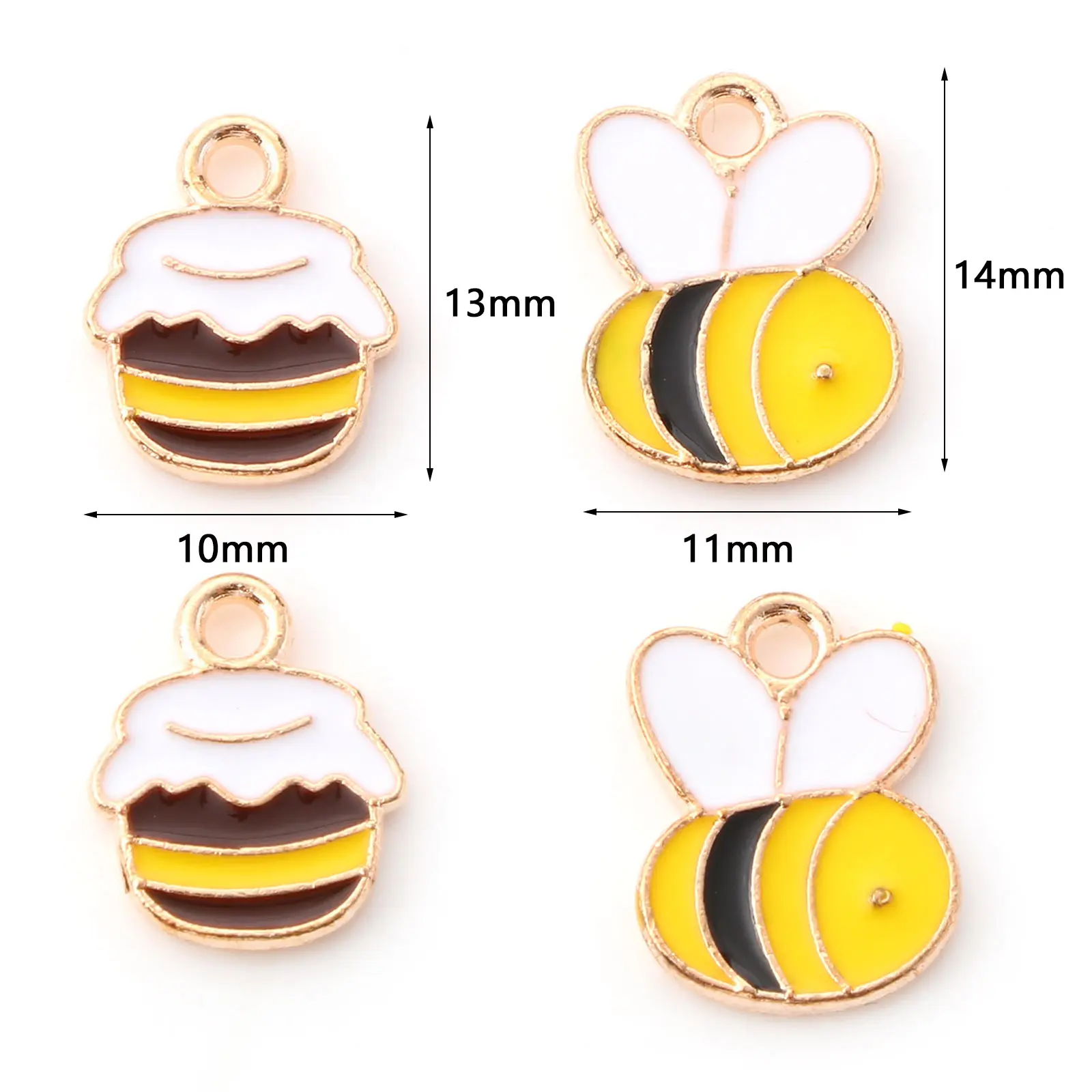 Cute Cartoon Insect Honey Jar Bee Charms Multicolor Enamel Gold Color Pendants Diy Making Necklace Bracelets Jewelry,10pcs