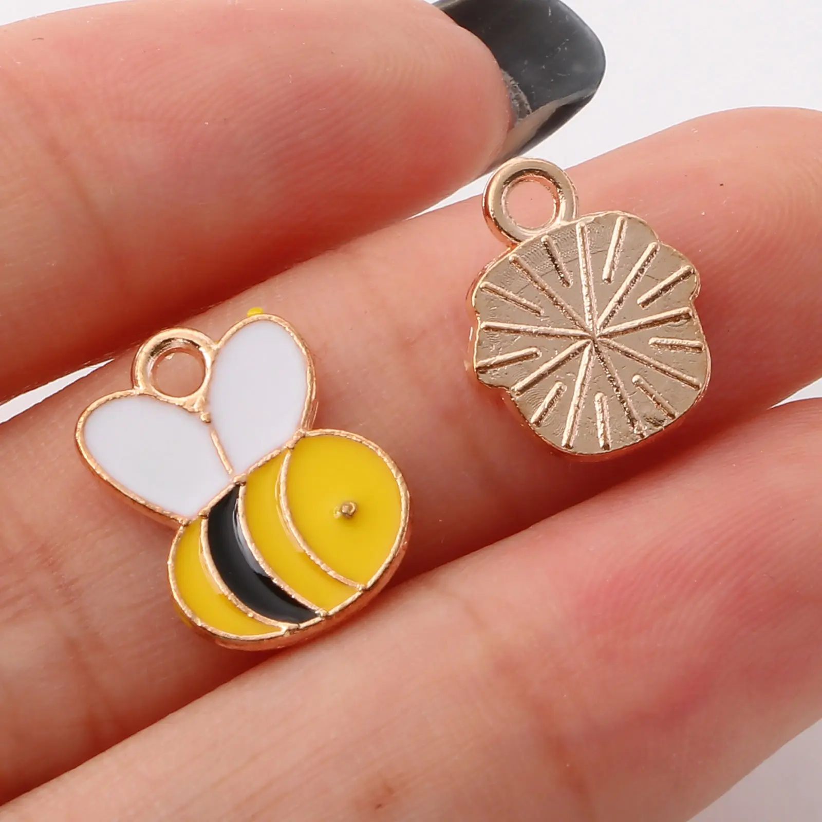 Cute Cartoon Insect Honey Jar Bee Charms Multicolor Enamel Gold Color Pendants Diy Making Necklace Bracelets Jewelry,10pcs