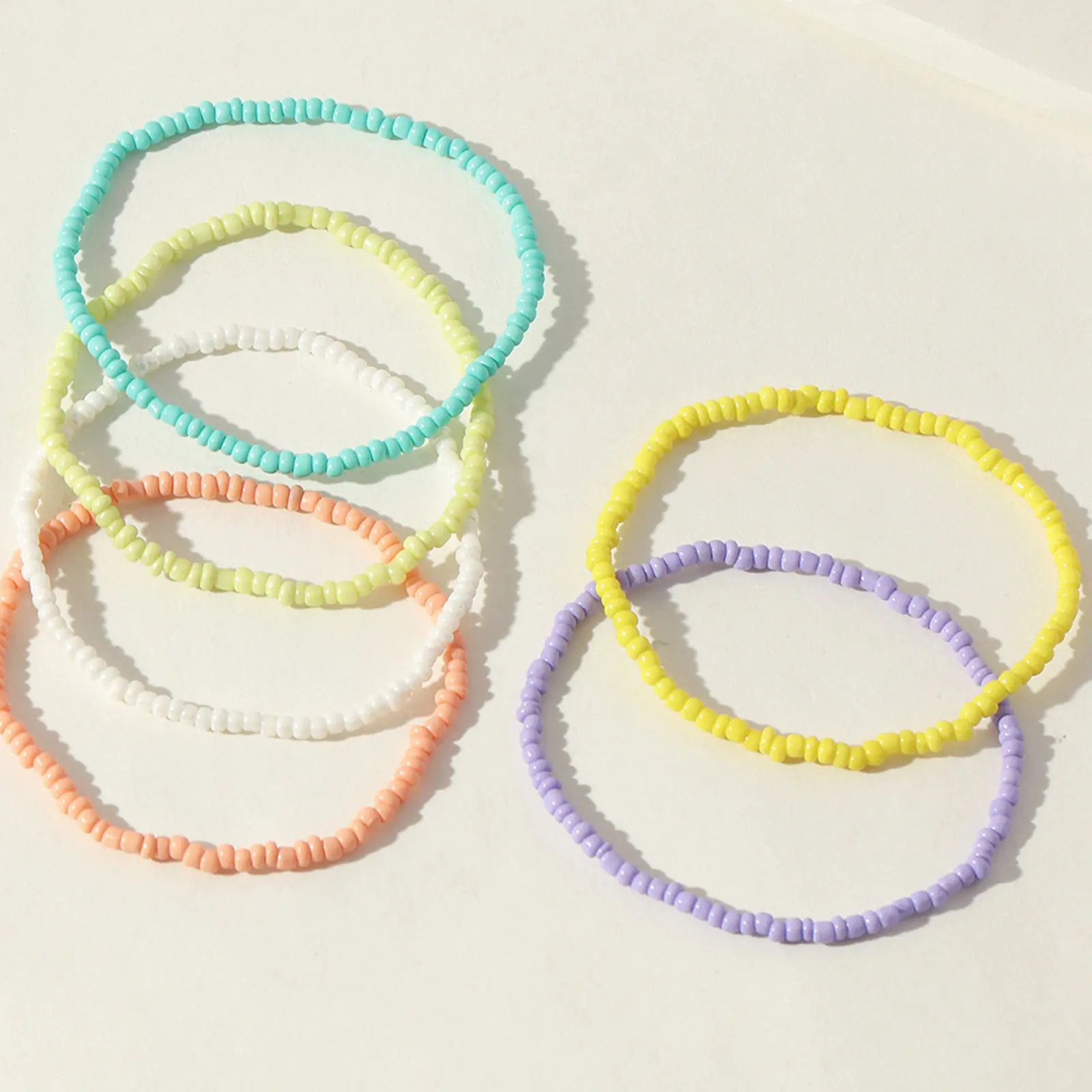 1 Set Bohemia Summer Colorful Rice Beads Heart Beads Ankle For Women Boho Ocean Barefoot Beach Leg Bracelet Anklet Set Female