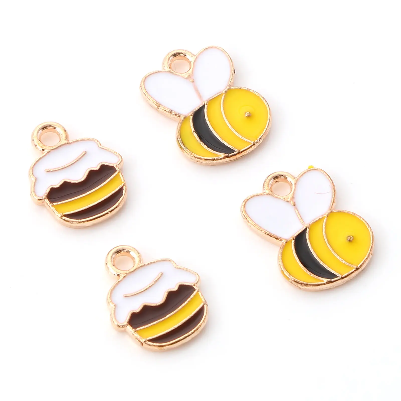 Cute Cartoon Insect Honey Jar Bee Charms Multicolor Enamel Gold Color Pendants Diy Making Necklace Bracelets Jewelry,10pcs