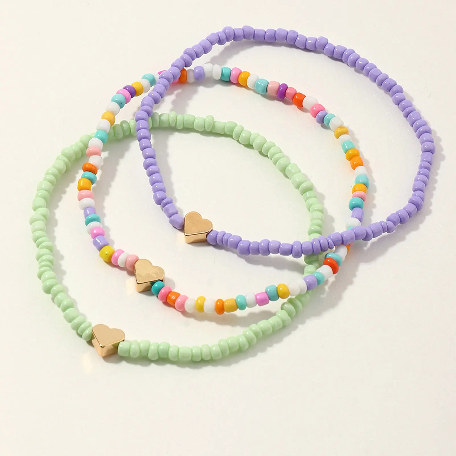 1 Set Bohemia Summer Colorful Rice Beads Heart Beads Ankle For Women Boho Ocean Barefoot Beach Leg Bracelet Anklet Set Female