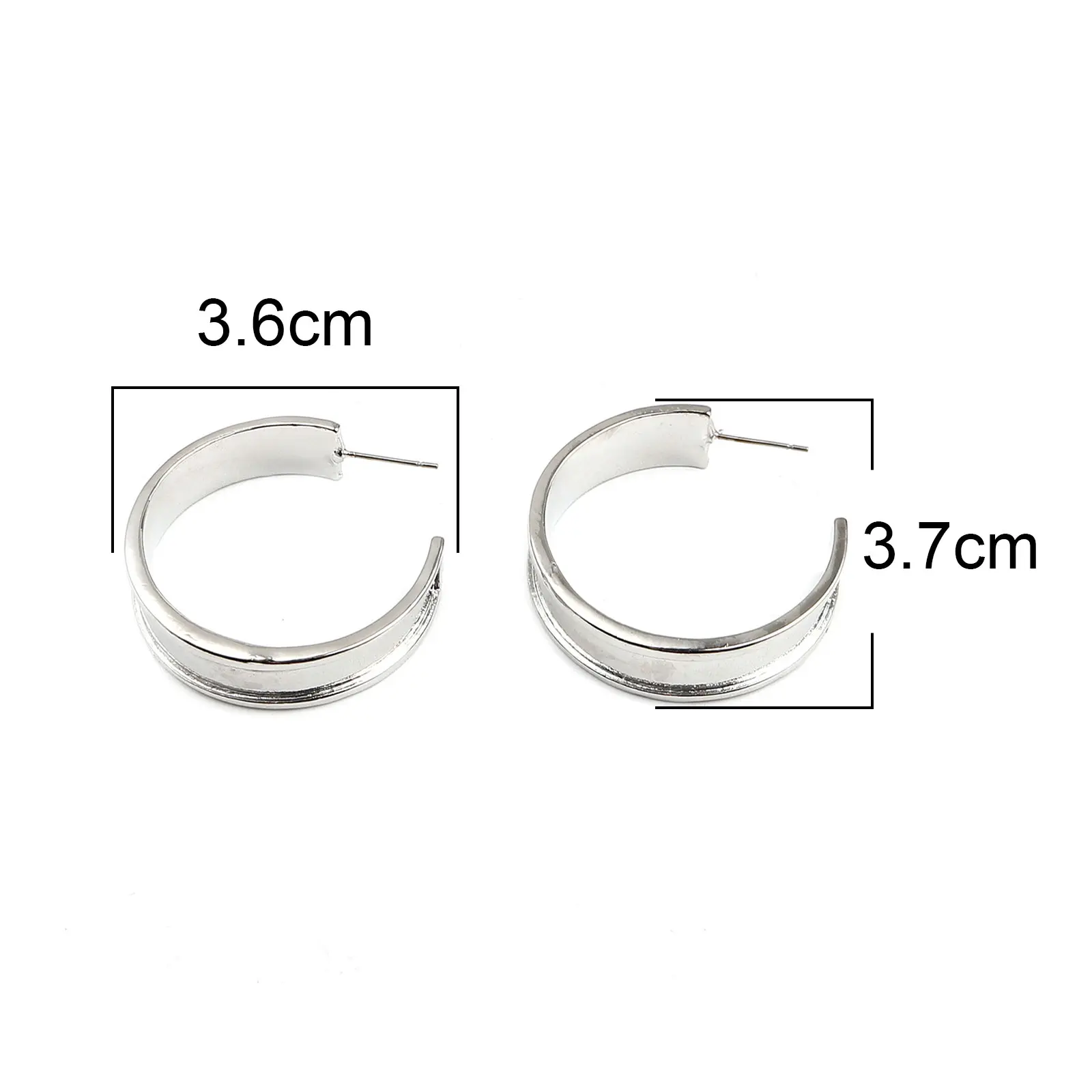C Shape Earrings Findings Silver Color Gold Color 37mm x 9mm, Post/ Wire Size: (21 gauge) For DIY Jewelry Making, 1 Pair