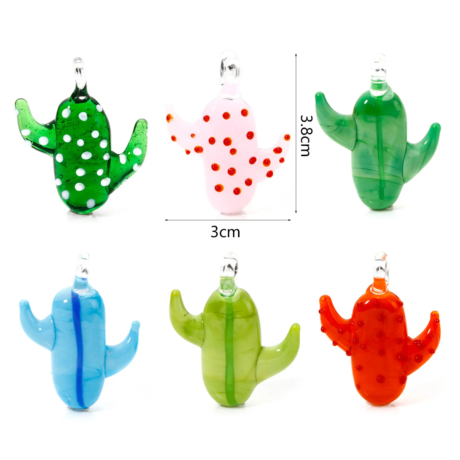 1PC 3D Cute Lampwork Glass Cactus Charm Pendant Rare Plant Ornaments DIY Women's Fashion Jewelry Necklace Making Accessories