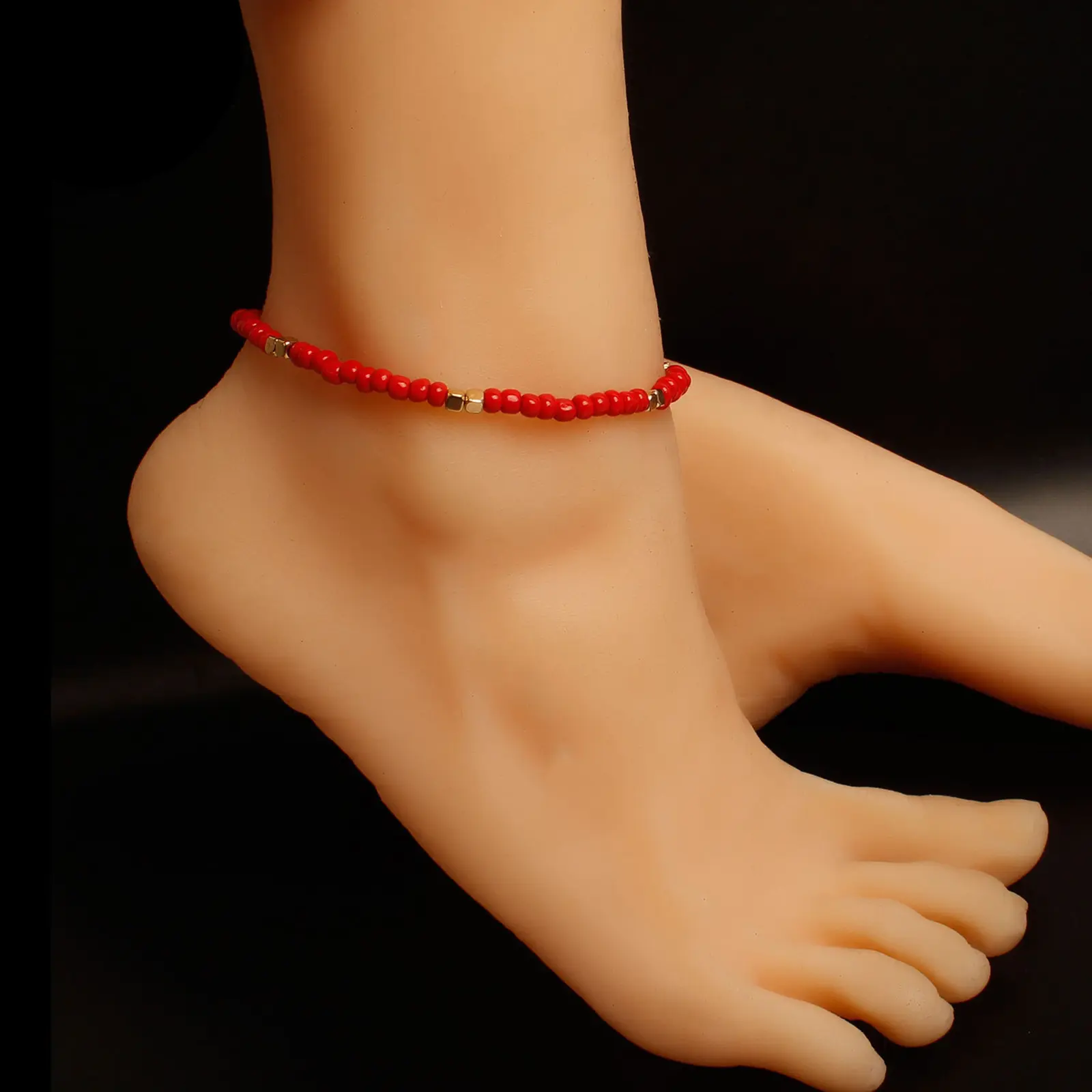 Bohemian Colorful Glass Beaded Anklet For Women Handmade Anklets on the leg Summer Beach Barefoot Jewelry Gift 21cm long,1 Piece