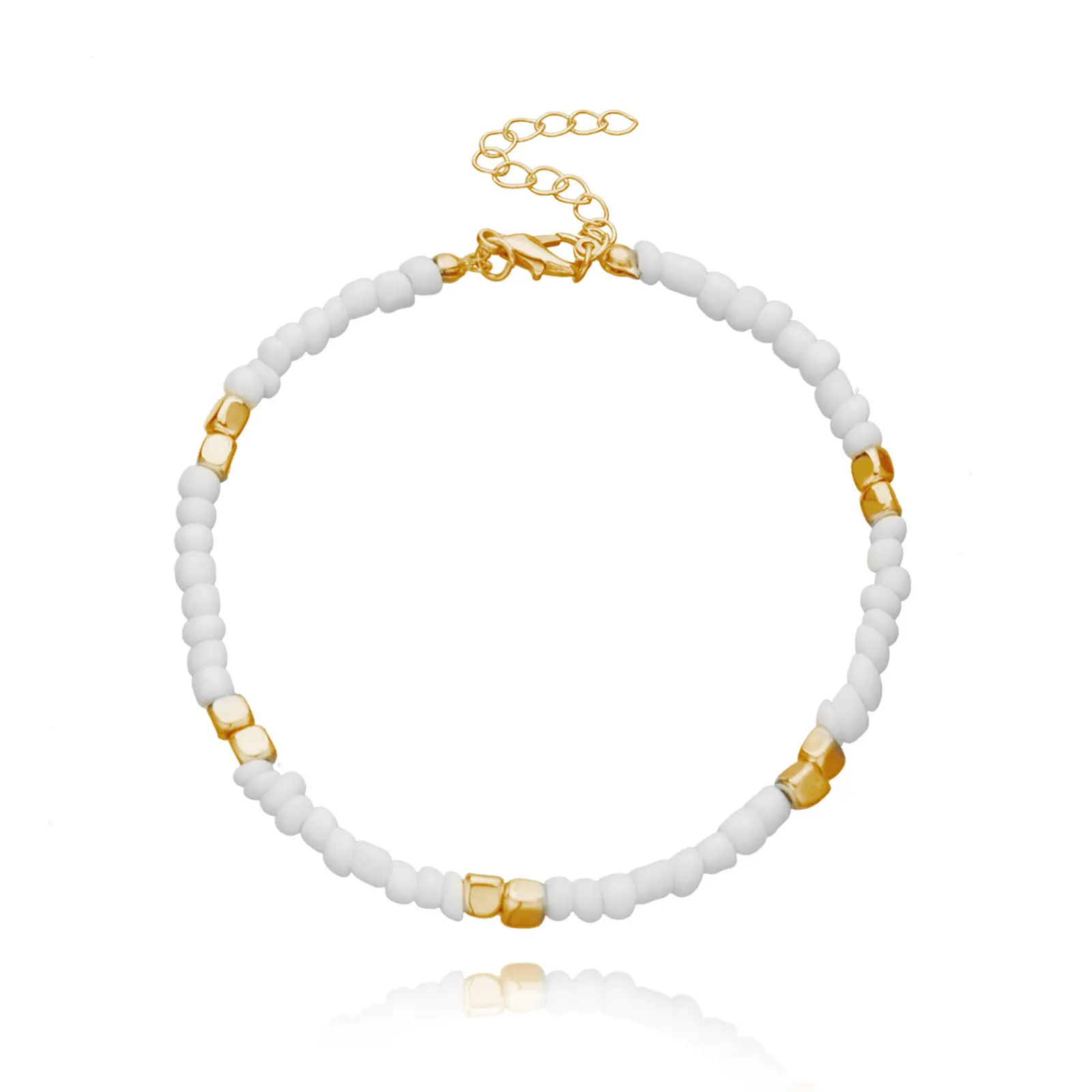 Bohemian Colorful Glass Beaded Anklet For Women Handmade Anklets on the leg Summer Beach Barefoot Jewelry Gift 21cm long,1 Piece