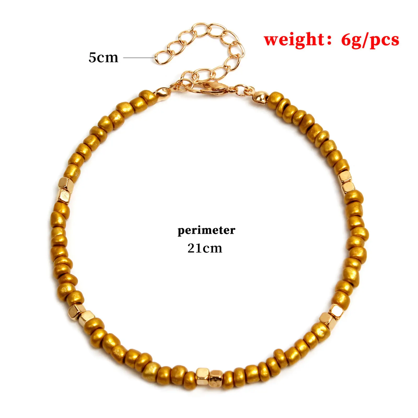 Bohemian Colorful Glass Beaded Anklet For Women Handmade Anklets on the leg Summer Beach Barefoot Jewelry Gift 21cm long,1 Piece