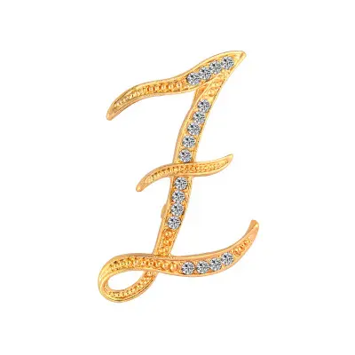 New Fashion Rhinestone 26 English Letters Pin Golden Color Brooches Trend Personality Clothing Accessories Women Gifts,1 Piece