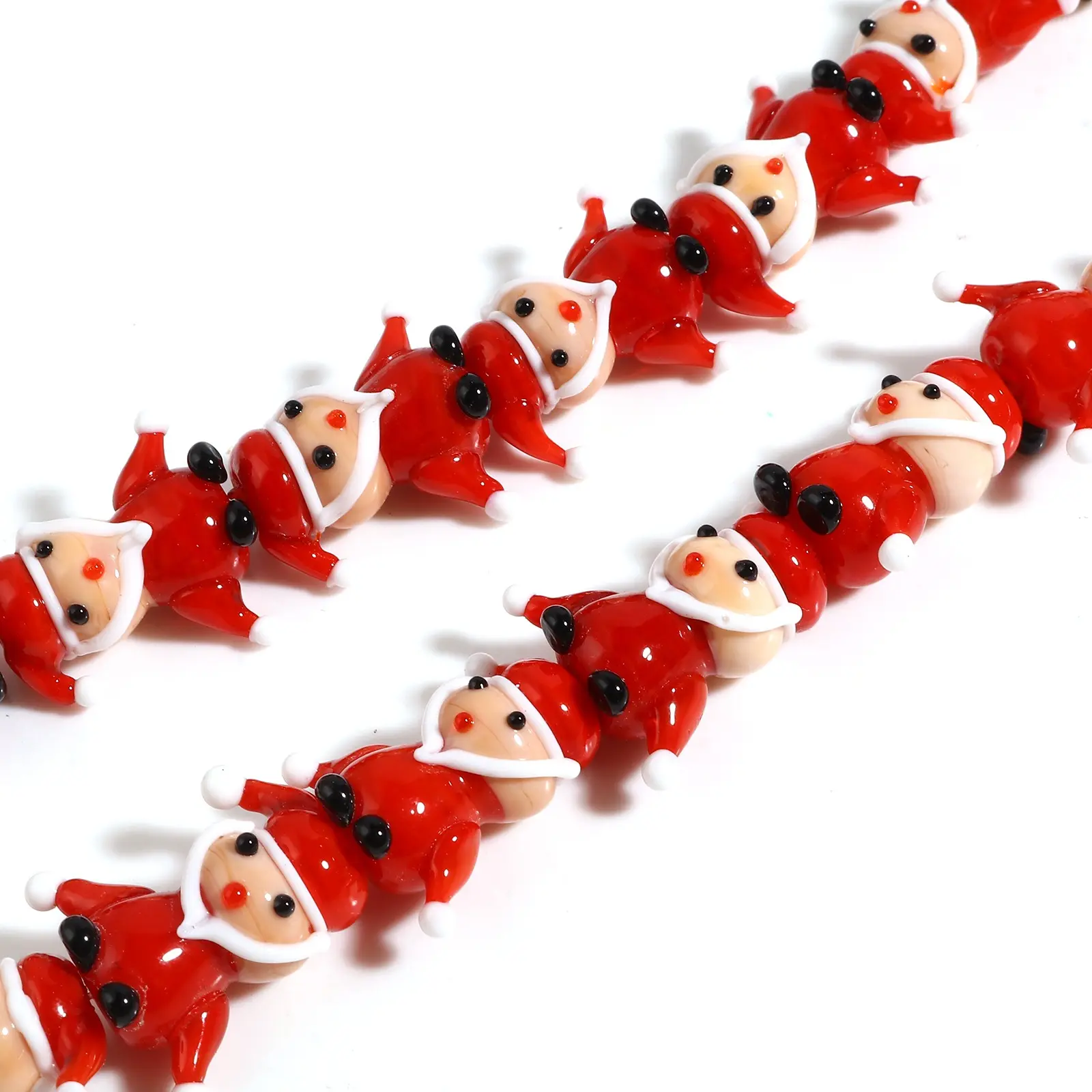 2PCs Lampwork Glass Beads Christmas Snowman Santa Claus Red Black White Loose Spacer Beads For Women DIY Making Necklace Jewelry
