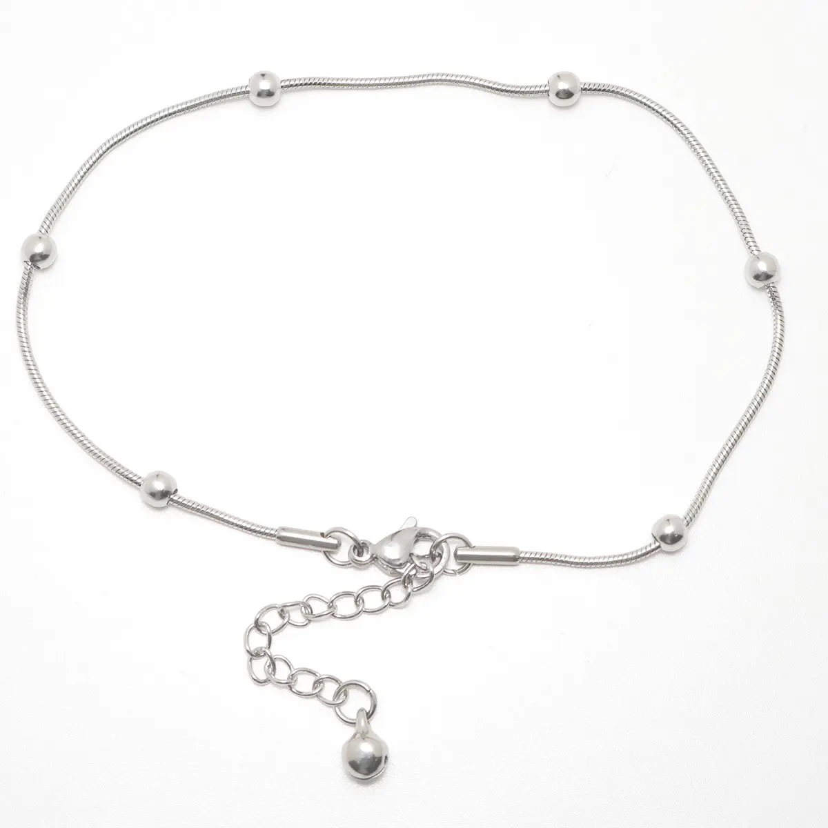 304 Stainless Steel Anklet Silver Color Gold Color Round Beads Charm Anklet Bracelet For Women Barefoot Show Jewelry , 1 Piece
