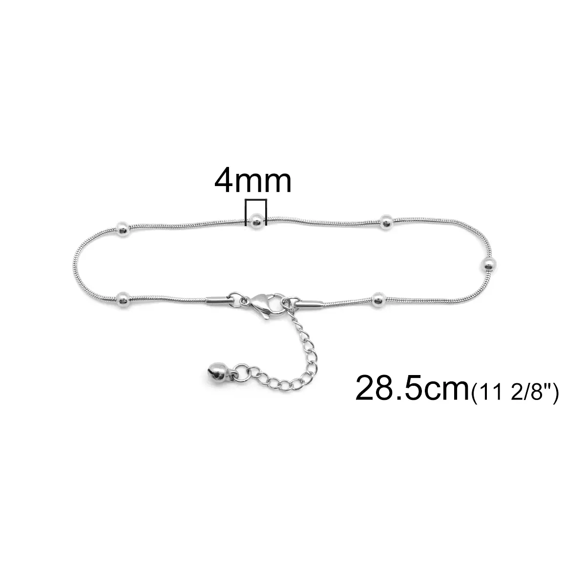 304 Stainless Steel Anklet Silver Color Gold Color Round Beads Charm Anklet Bracelet For Women Barefoot Show Jewelry , 1 Piece