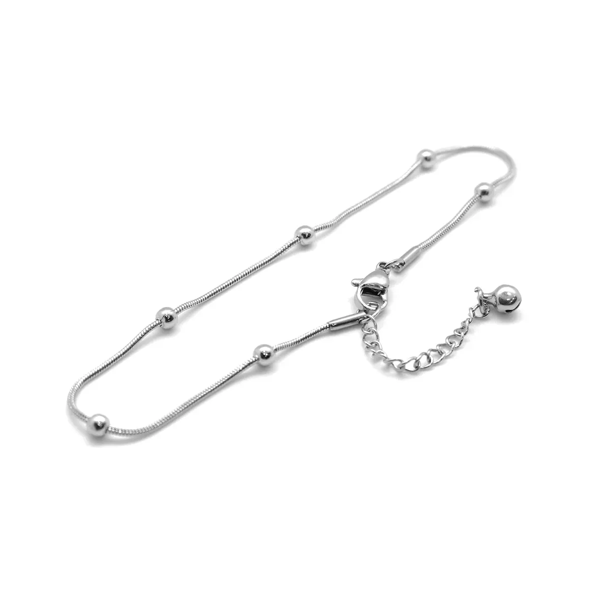 304 Stainless Steel Anklet Silver Color Gold Color Round Beads Charm Anklet Bracelet For Women Barefoot Show Jewelry , 1 Piece