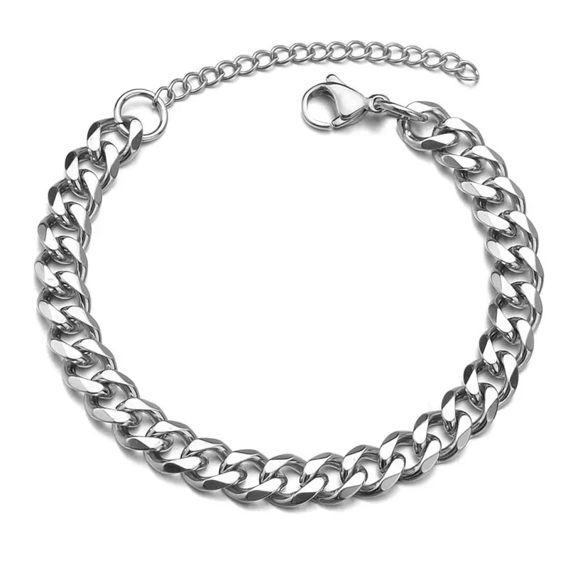 Men 3/5/7mm High Quality Stainless Steel Bracelets  Black Color Punk Curb Cuban Solid Link Chain Bracelets Jewelry Gifts