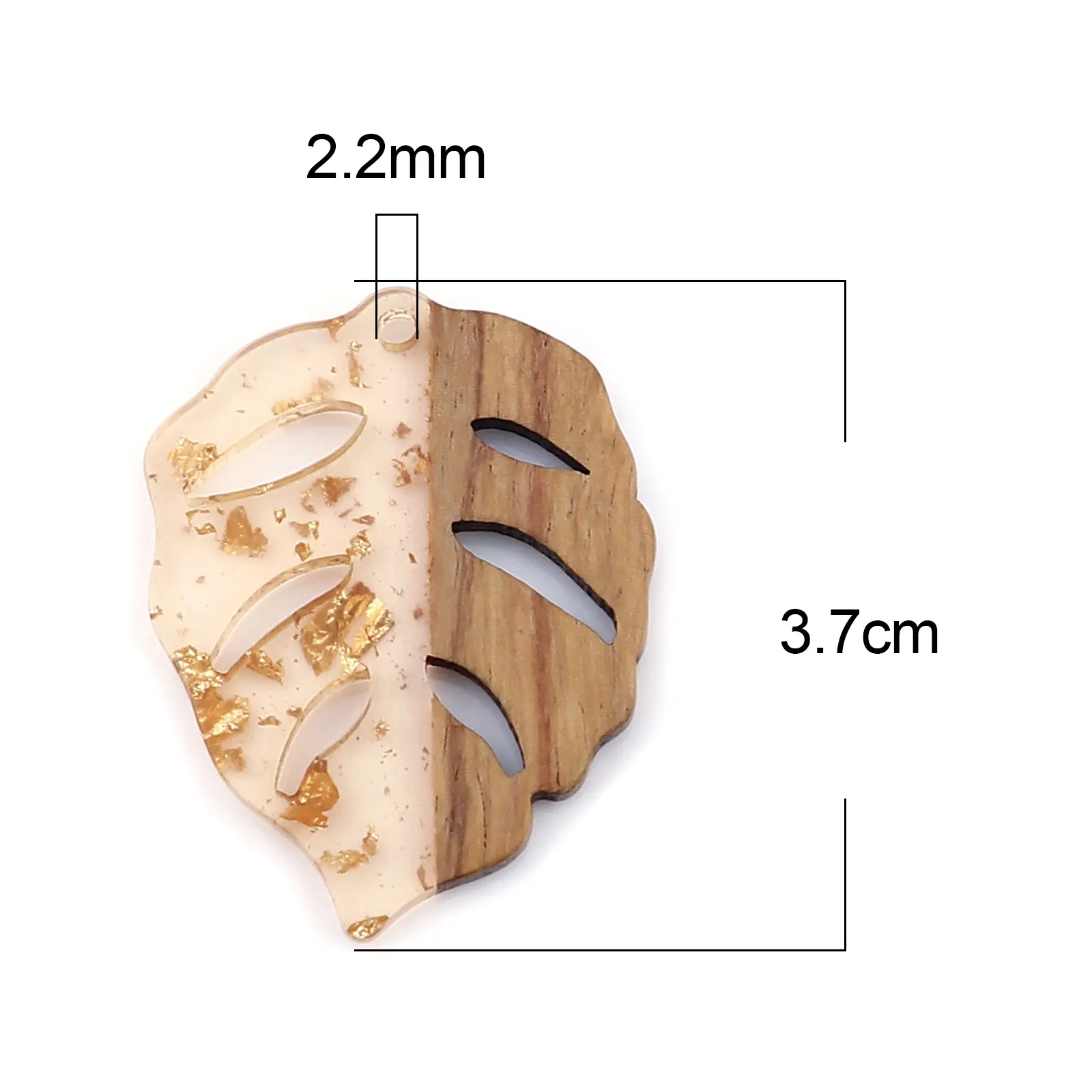 3 PCs/Lot Vintage Resin Wood Effect Leaf Pendants Wooden Plant Foil Charms For DIY Earring Charm Jewelry Making 3.7cm X 2.8cm