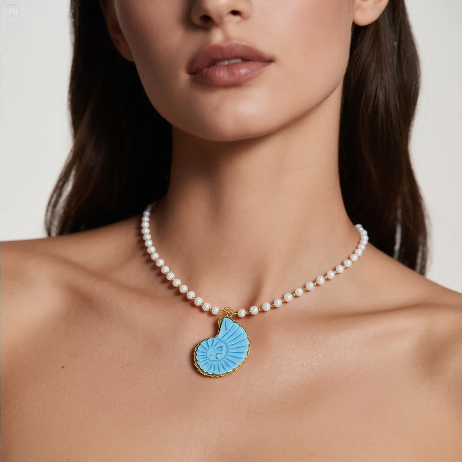304 Stainless Steel & Resin Shell Conch Pendant Necklace 18K Gold Plated Beaded Chain 45cm For Women Ocean Jewelry Dainty Gift