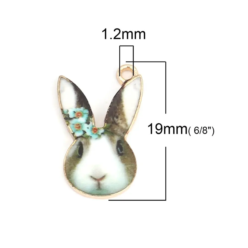 Zinc Based Alloy Charms Cute Rabbit Animal Colorful Enamel Pendants For DIY Making Necklace Fashion Jewelry 19mm x 11mm, 10 PCs
