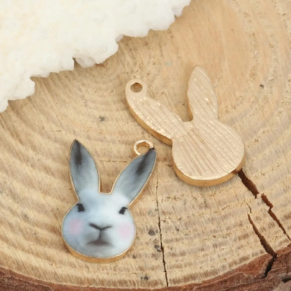 Zinc Based Alloy Charms Cute Rabbit Animal Colorful Enamel Pendants For DIY Making Necklace Fashion Jewelry 19mm x 11mm, 10 PCs