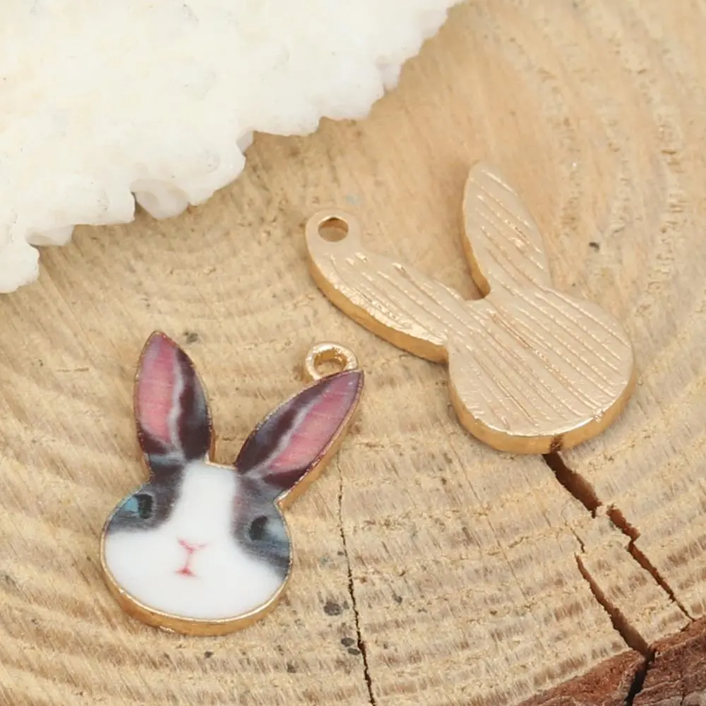 Zinc Based Alloy Charms Cute Rabbit Animal Colorful Enamel Pendants For DIY Making Necklace Fashion Jewelry 19mm x 11mm, 10 PCs