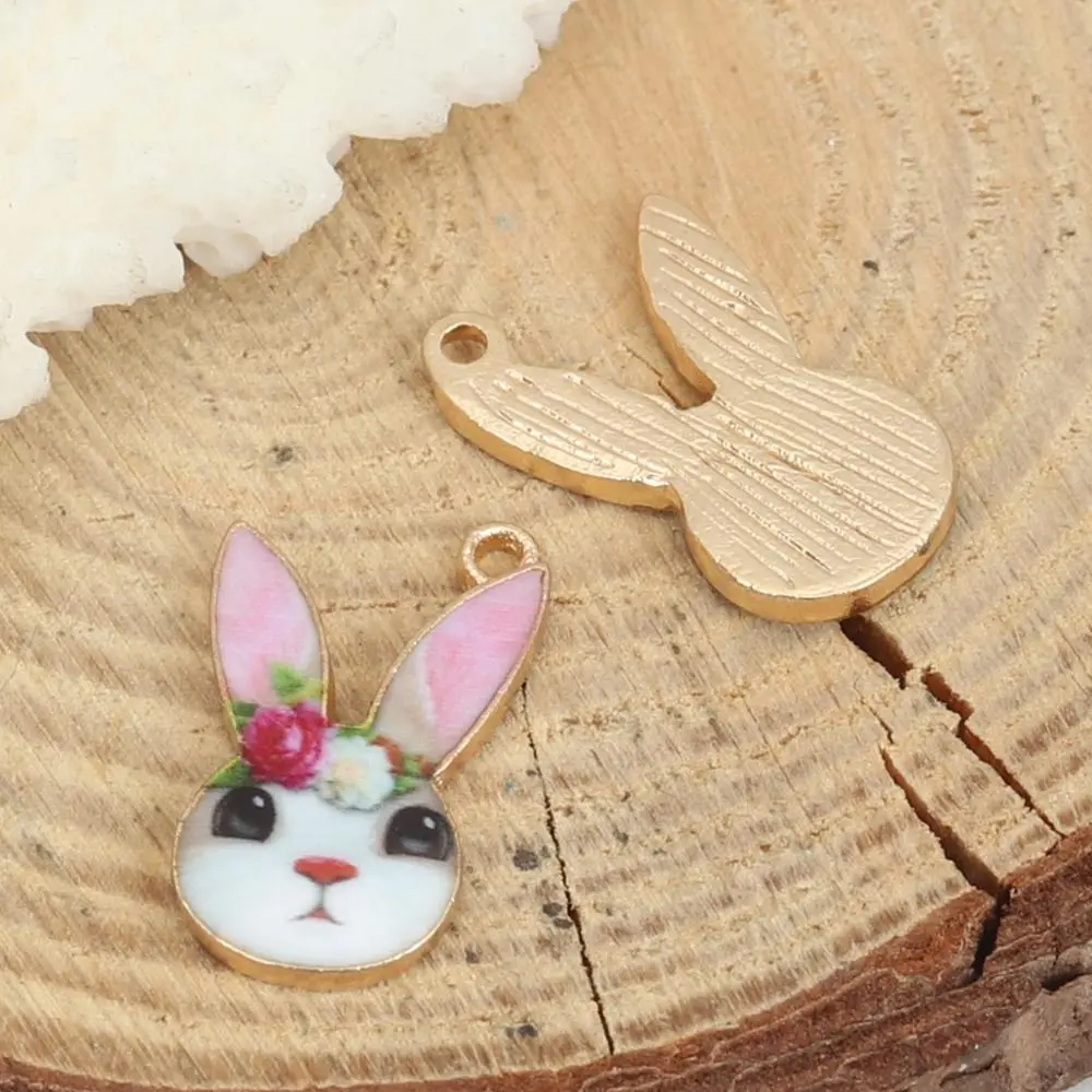 Zinc Based Alloy Charms Cute Rabbit Animal Colorful Enamel Pendants For DIY Making Necklace Fashion Jewelry 19mm x 11mm, 10 PCs