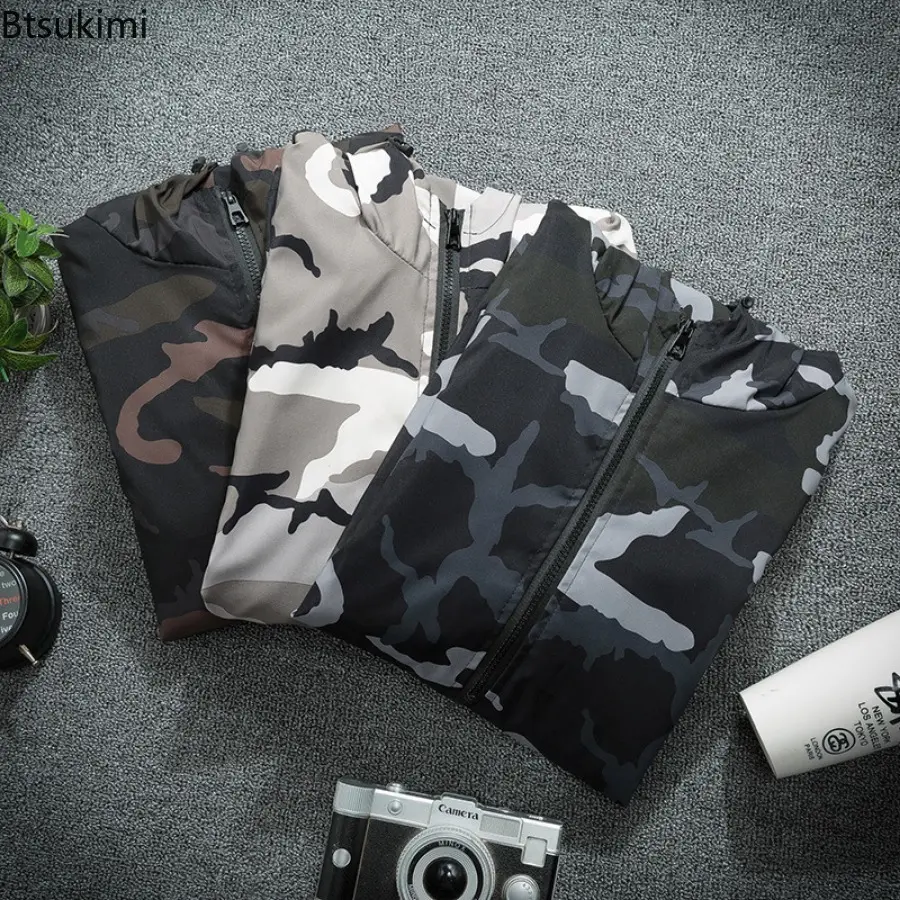 Fashion New Men's Personalized Camouflage Hooded Jacket Spring Autumn Outdoor Loose Casual Hoodies Coats Men Outerwear Oversized