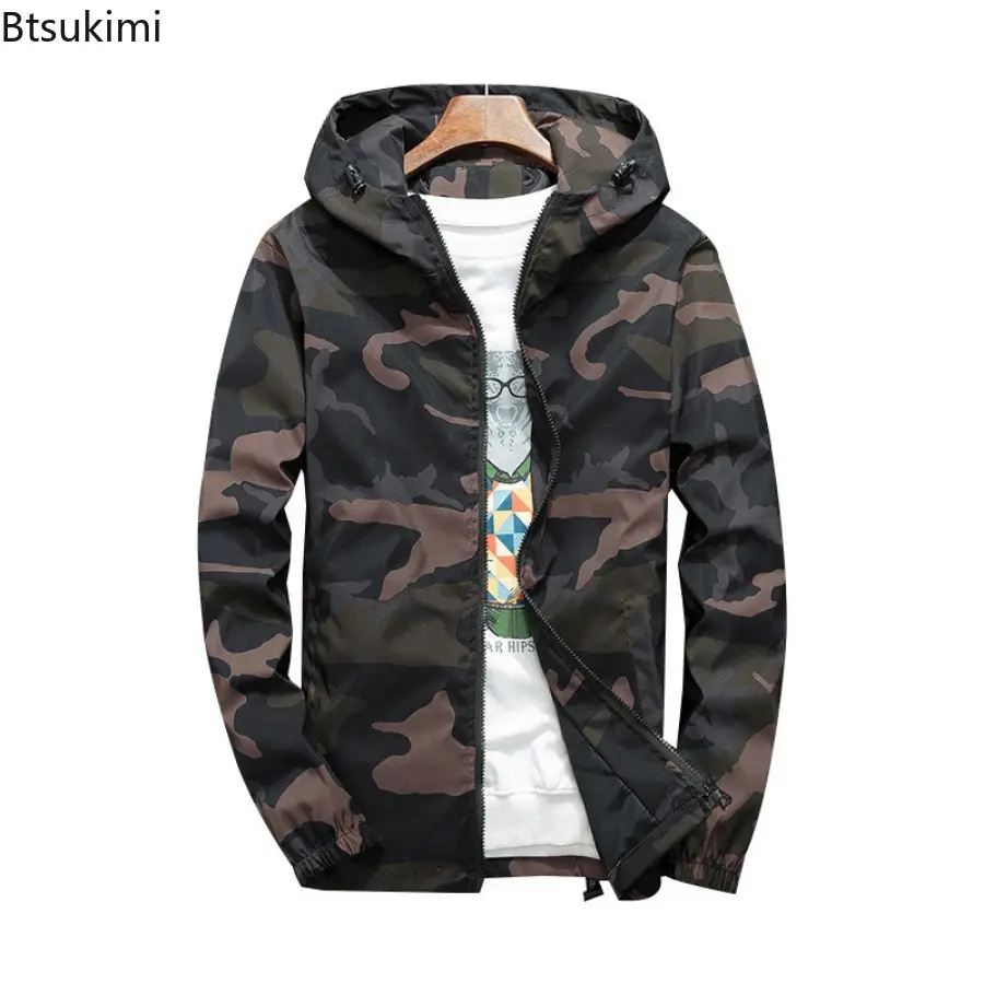 Fashion New Men's Personalized Camouflage Hooded Jacket Spring Autumn Outdoor Loose Casual Hoodies Coats Men Outerwear Oversized