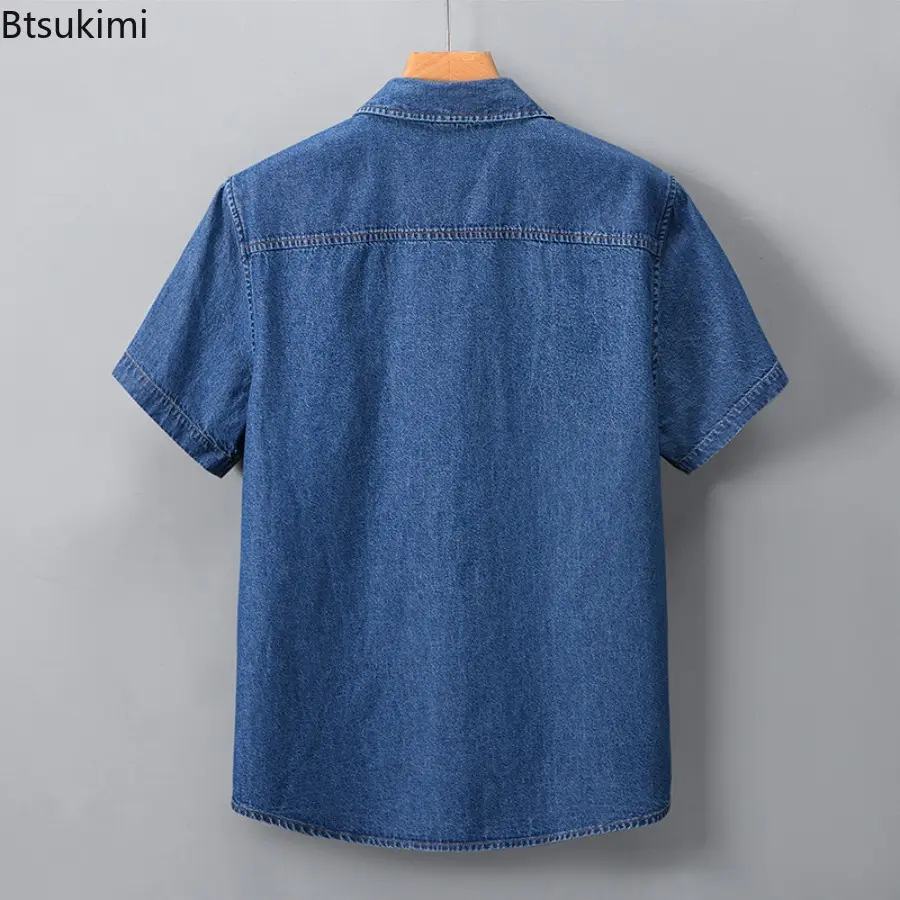 2025 Summer New Brand Cotton Denim Men Shirt Fashion Short Sleeve Shirts for Men Causal Fashion Shirts Male Comfortable Camiseta