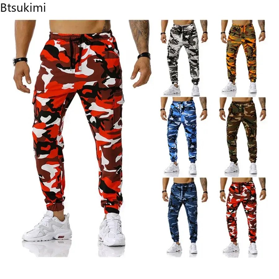 Fashion Camouflage Cargo Pants for Men Military Tactical Camo Cotton Trousers Outdoor Casual Joggers Men Drawstring Sweatpants