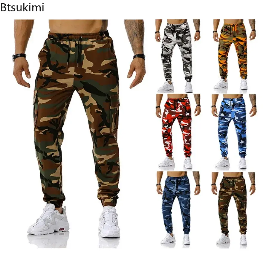 Fashion Camouflage Cargo Pants for Men Military Tactical Camo Cotton Trousers Outdoor Casual Joggers Men Drawstring Sweatpants