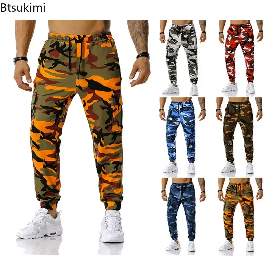 Fashion Camouflage Cargo Pants for Men Military Tactical Camo Cotton Trousers Outdoor Casual Joggers Men Drawstring Sweatpants