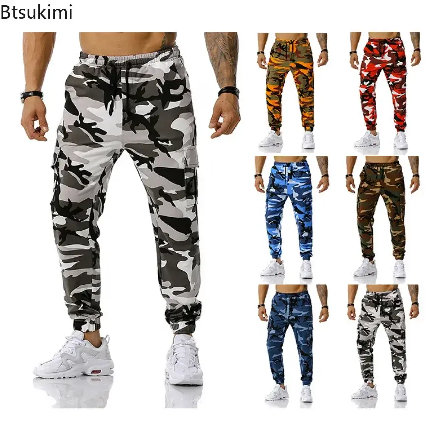 Fashion Camouflage Cargo Pants for Men Military Tactical Camo Cotton Trousers Outdoor Casual Joggers Men Drawstring Sweatpants