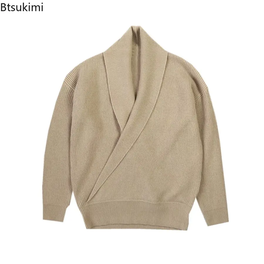 Mens Sweaters Autumn Winter Fashion Big V-neck Hangs Personality Knitted Sweater Men's Casual Loose Pullovers Sweaters Male Coat