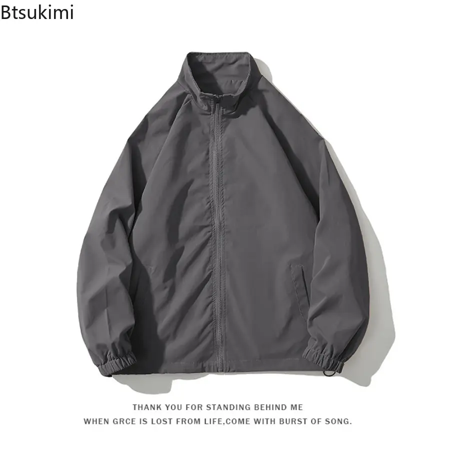 2025 Spring and Autumn Loose Solid Color Jacket Japanese Style Retro Simple Versatile Workwear Jacket Oversized Men's Jacketcoat