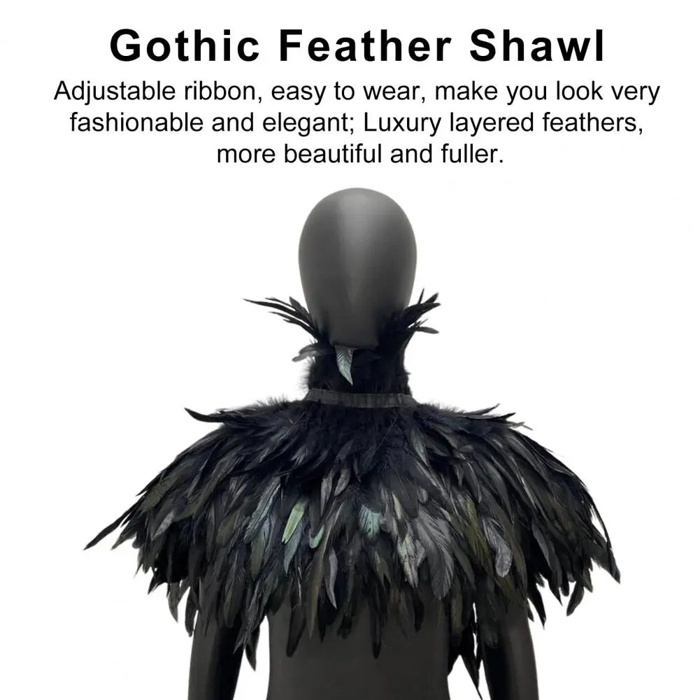 Bright Colored Feather Shawl Adjustable Feather Shawl Soft Feather Shrug Shawl for Cosplay Stage Performance for Dancer