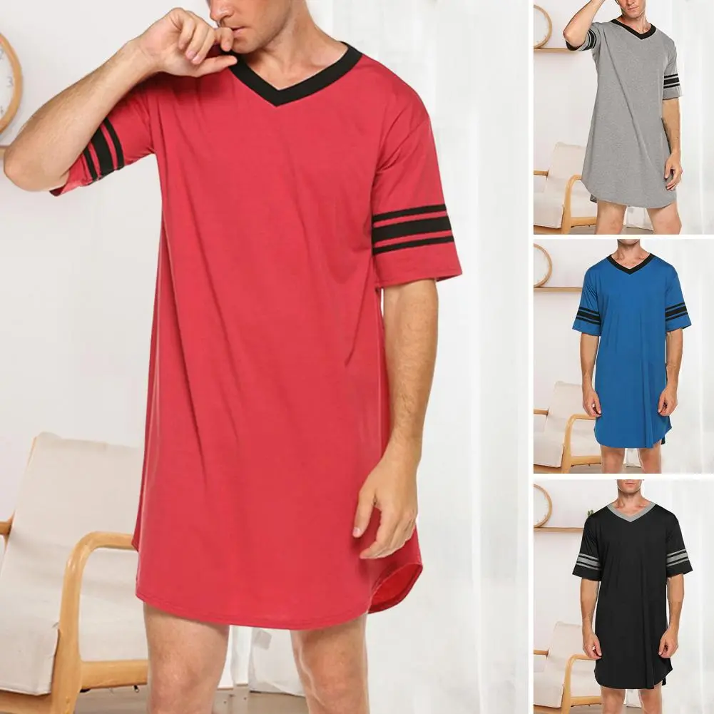 Trendy Men Summer T-shirt Casual Men Loungewear Color Matching Daily Wear Pajamas Men Loungewear