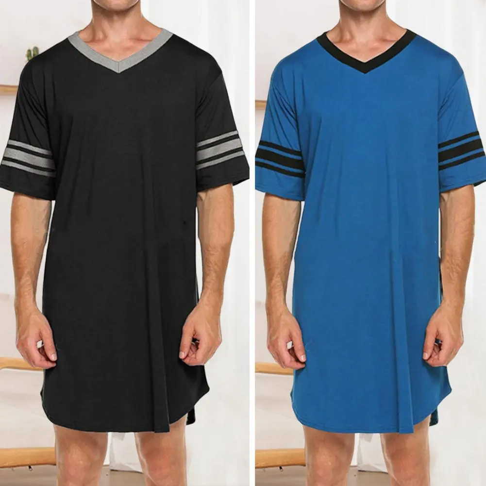 Trendy Men Summer T-shirt Casual Men Loungewear Color Matching Daily Wear Pajamas Men Loungewear