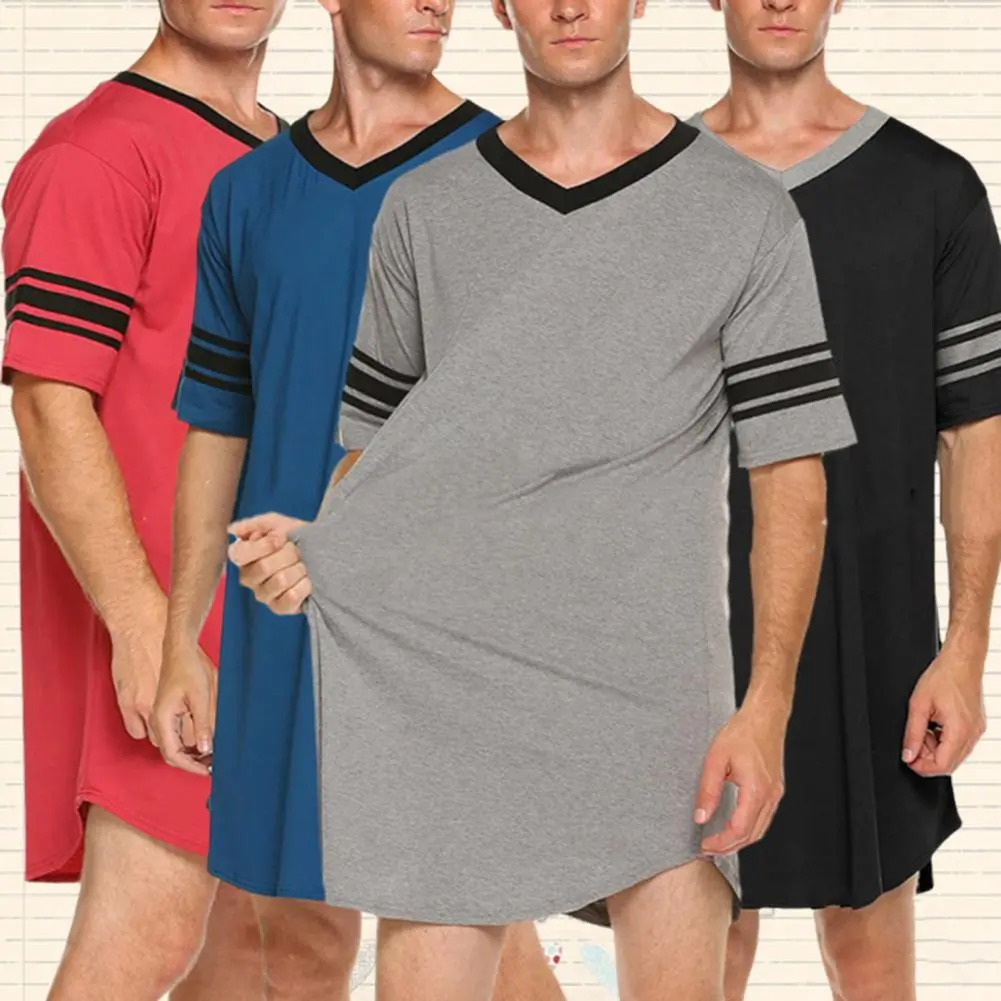 Trendy Men Summer T-shirt Casual Men Loungewear Color Matching Daily Wear Pajamas Men Loungewear