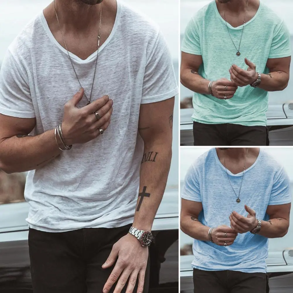 Summer T-shirts Quick Dry Men's Summer Tops Basic Breathable Short Sleeves Round Neck Men t shirt Tops Clothing