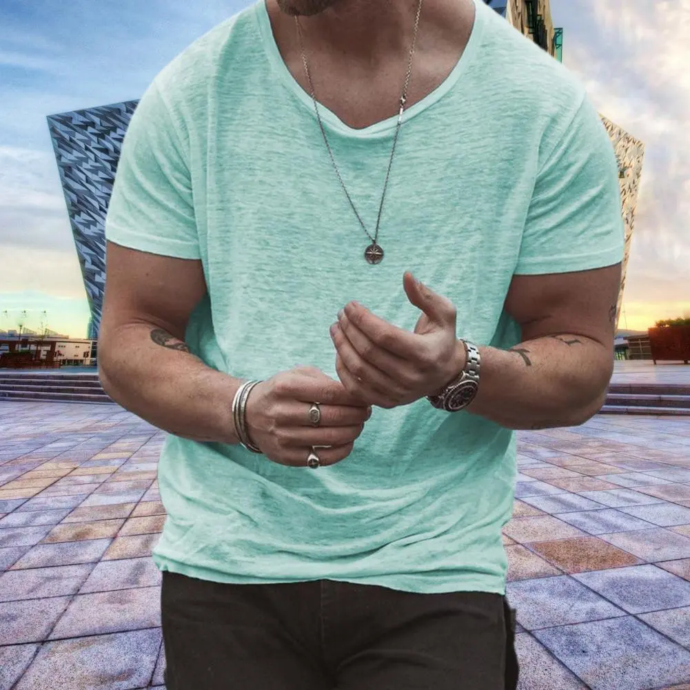 Summer T-shirts Quick Dry Men's Summer Tops Basic Breathable Short Sleeves Round Neck Men t shirt Tops Clothing