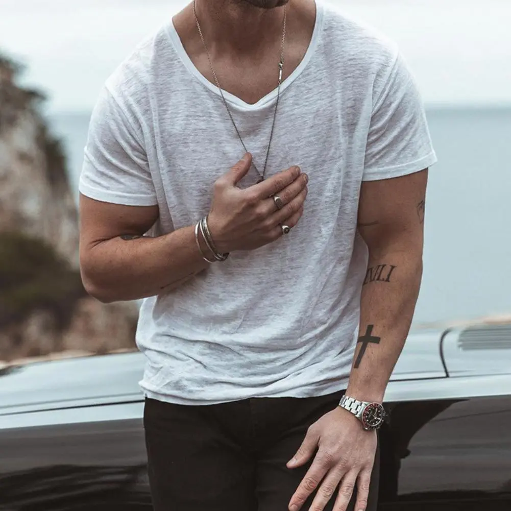 Summer T-shirts Quick Dry Men's Summer Tops Basic Breathable Short Sleeves Round Neck Men t shirt Tops Clothing