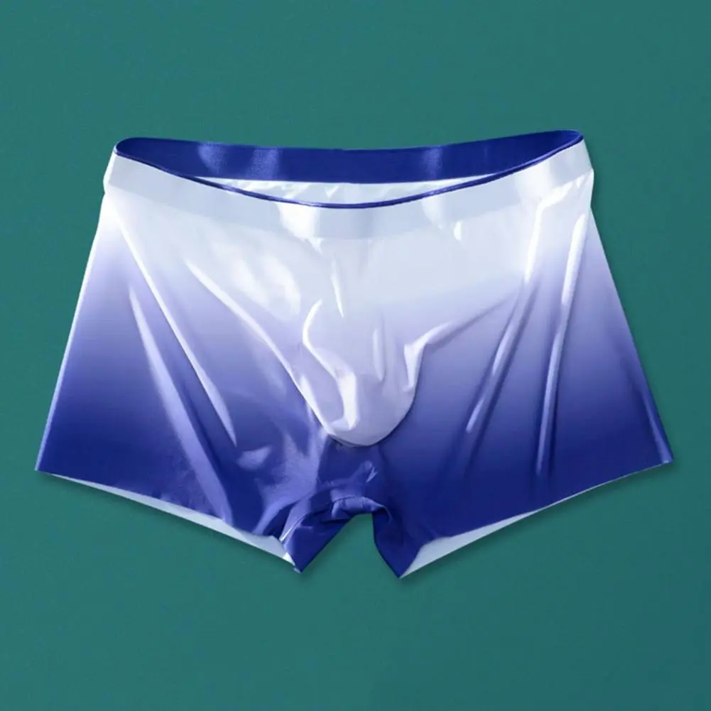 Gradient Color Ice Silk Underwear Men Mid-rise Seamless U-convex Shorts Briefs Slim Fit High Elasticity Panties