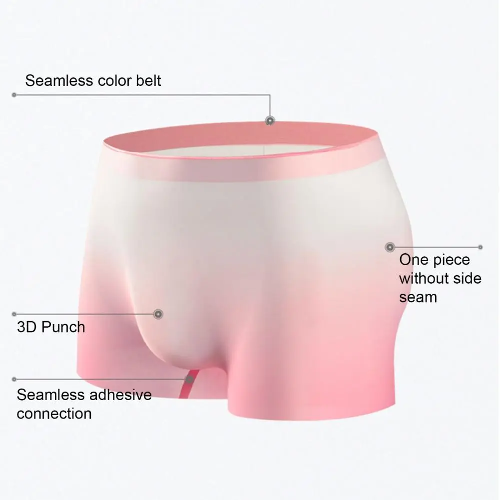 Gradient Color Ice Silk Underwear Men Mid-rise Seamless U-convex Shorts Briefs Slim Fit High Elasticity Panties