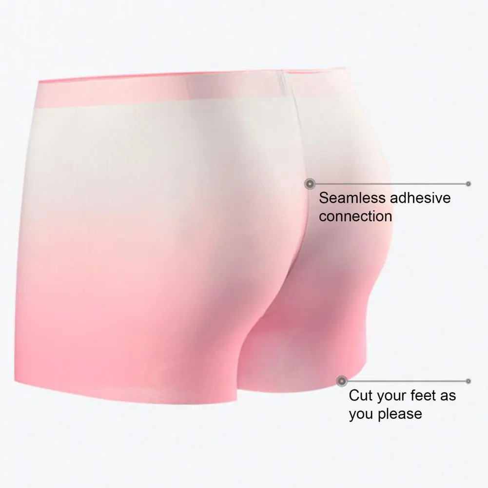 Gradient Color Ice Silk Underwear Men Mid-rise Seamless U-convex Shorts Briefs Slim Fit High Elasticity Panties