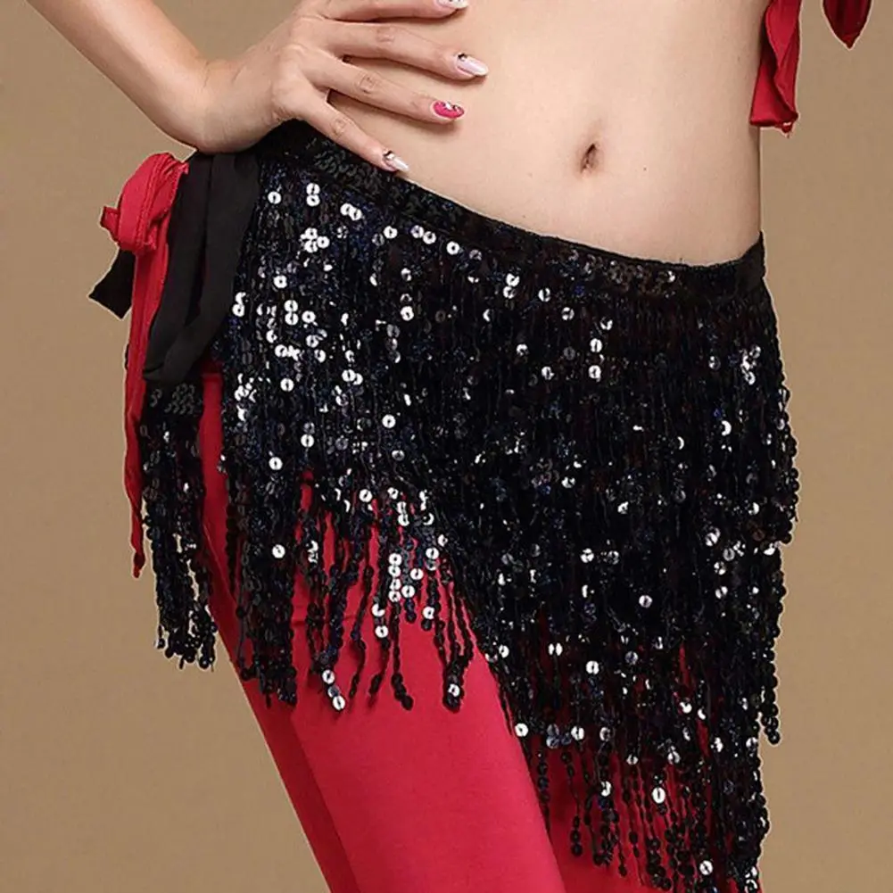 Sequin Wrap Skirt Dance Accessory Belly  Scarf Comfortable Adding Flair Women Sequins Tassel Skirts Shorts Booty Dance