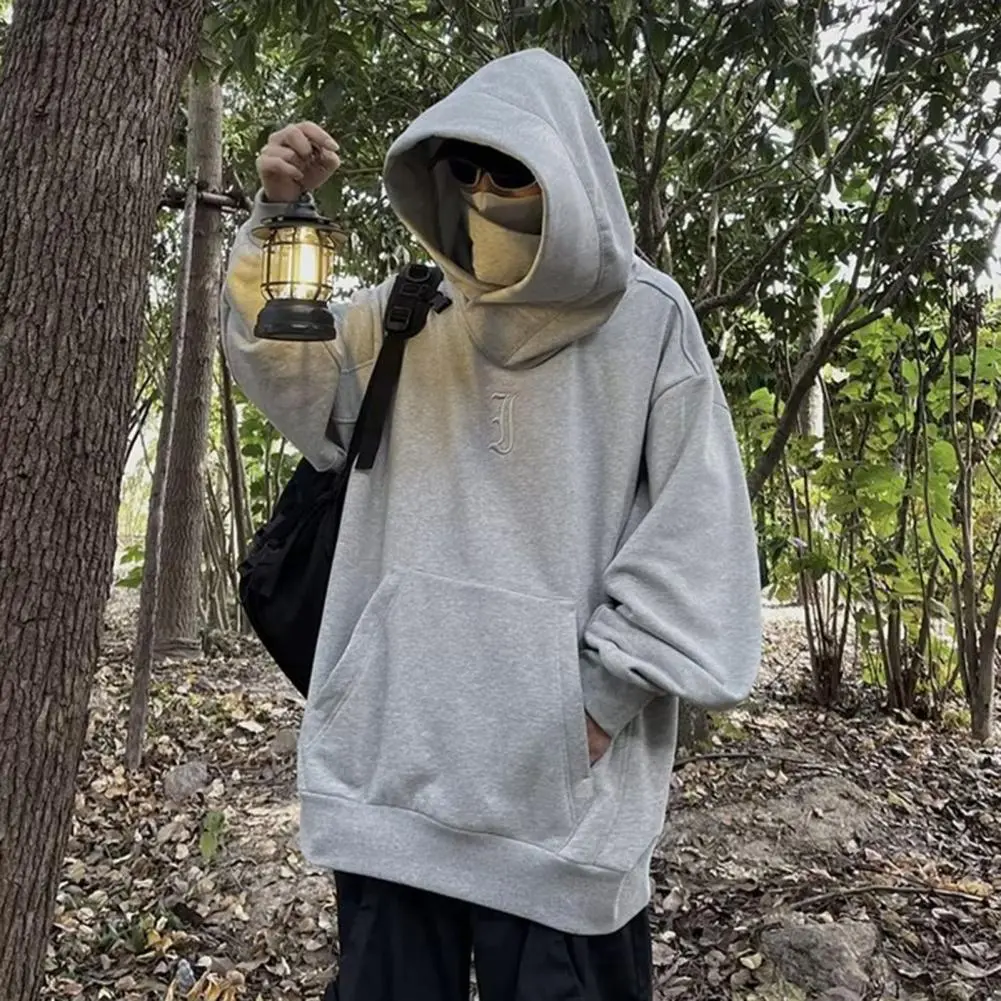 Winter Men Hoodie Techwear Japanese Harajuku Urban Sweatshirt Cyber Punk Men's Techwear Hooded High Collar Pullover Tops