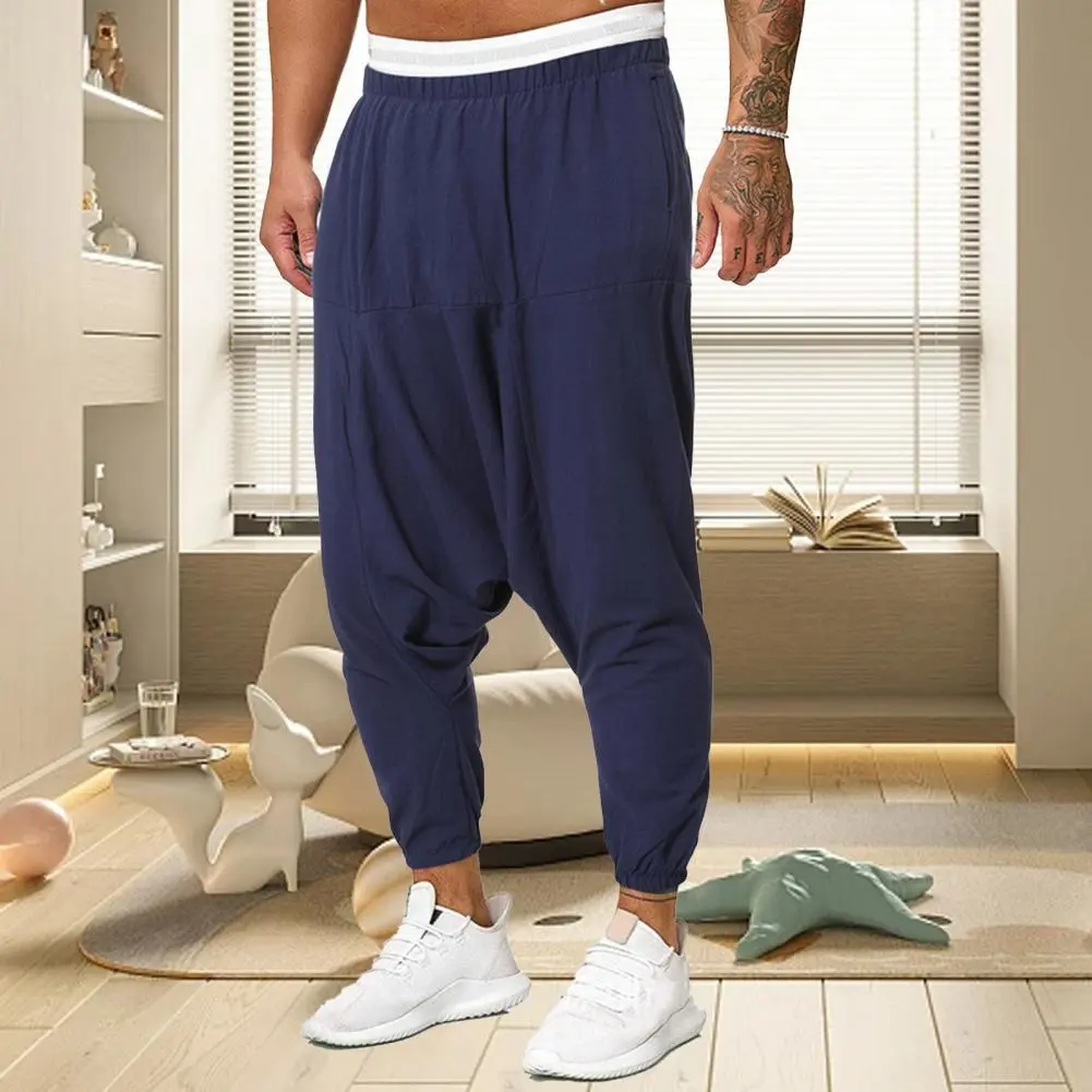 Stylish Men Cross Pants Soft Men Pants Solid Color Sport Quick Dry Men Trousers
