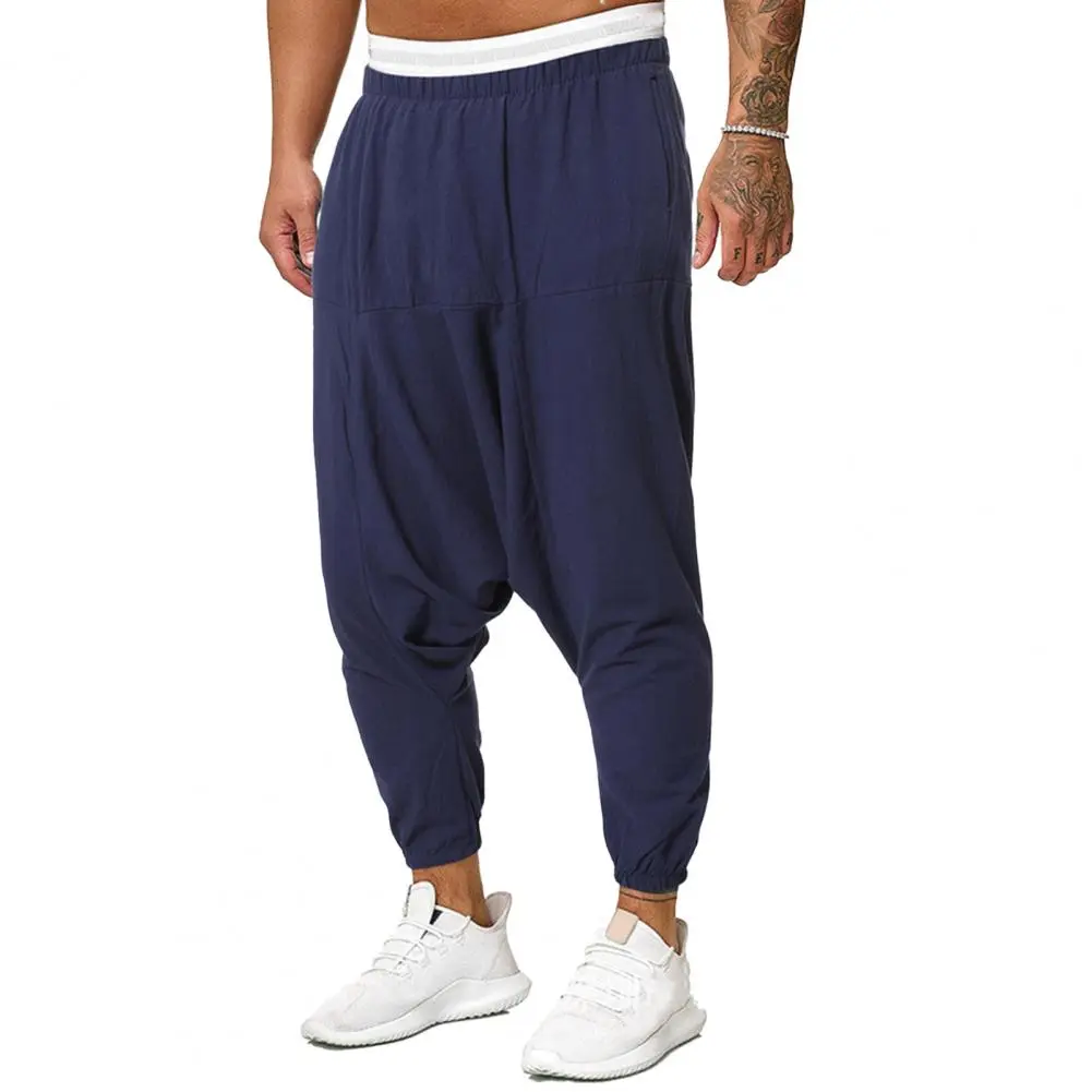 Stylish Men Cross Pants Soft Men Pants Solid Color Sport Quick Dry Men Trousers