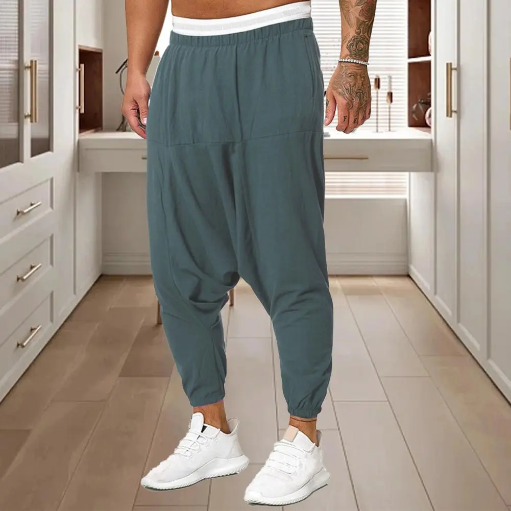 Stylish Men Cross Pants Soft Men Pants Solid Color Sport Quick Dry Men Trousers