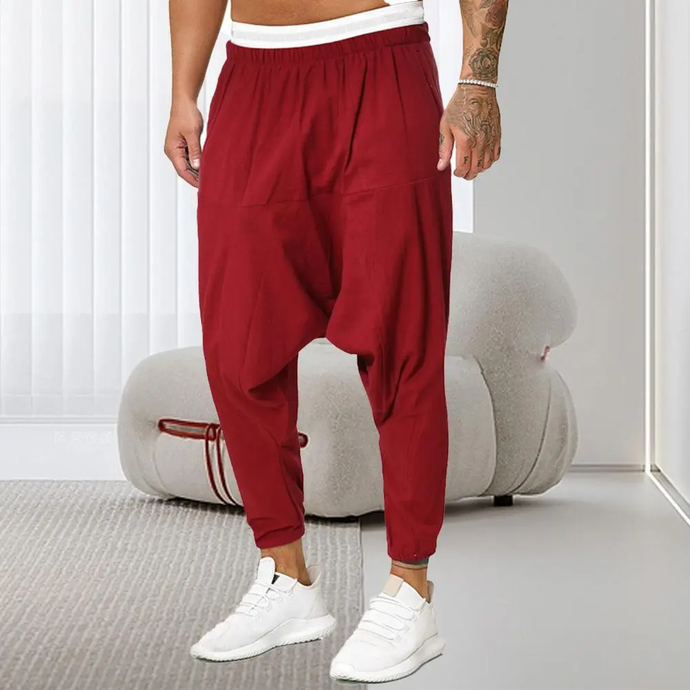 Stylish Men Cross Pants Soft Men Pants Solid Color Sport Quick Dry Men Trousers