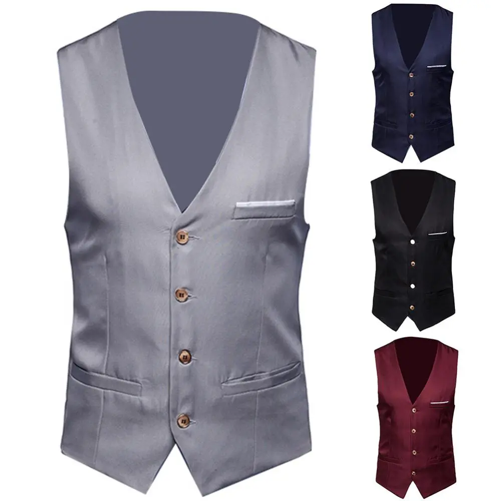 Dress Vests For Men Slim Fits Mens Suit Vest Male Waistcoat Gilet Homme Casual Sleeveless Formal Business Vest chaleco hombre