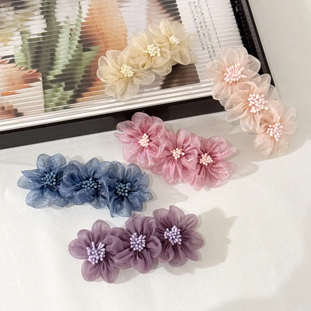 Fashion Camellia Flower Hair Clips Women Girls Floral Shaped Spring Barrettes For Ponytail Holder Summer Beach Party Headwear