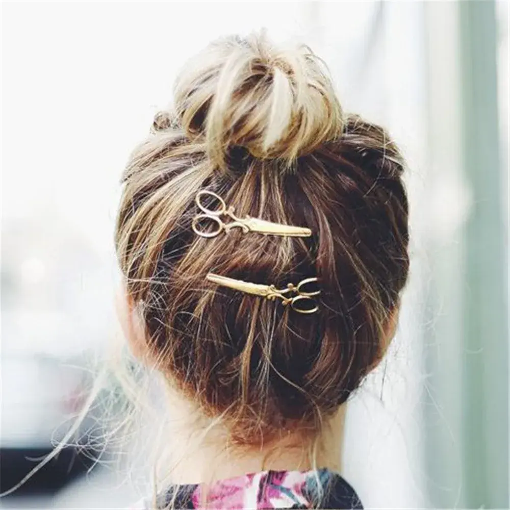 Creative Scissors Shaped Hairpin Women Girls Gold Silver Color Metal Barrettes Lady Simple Bangs Side Hair Clip